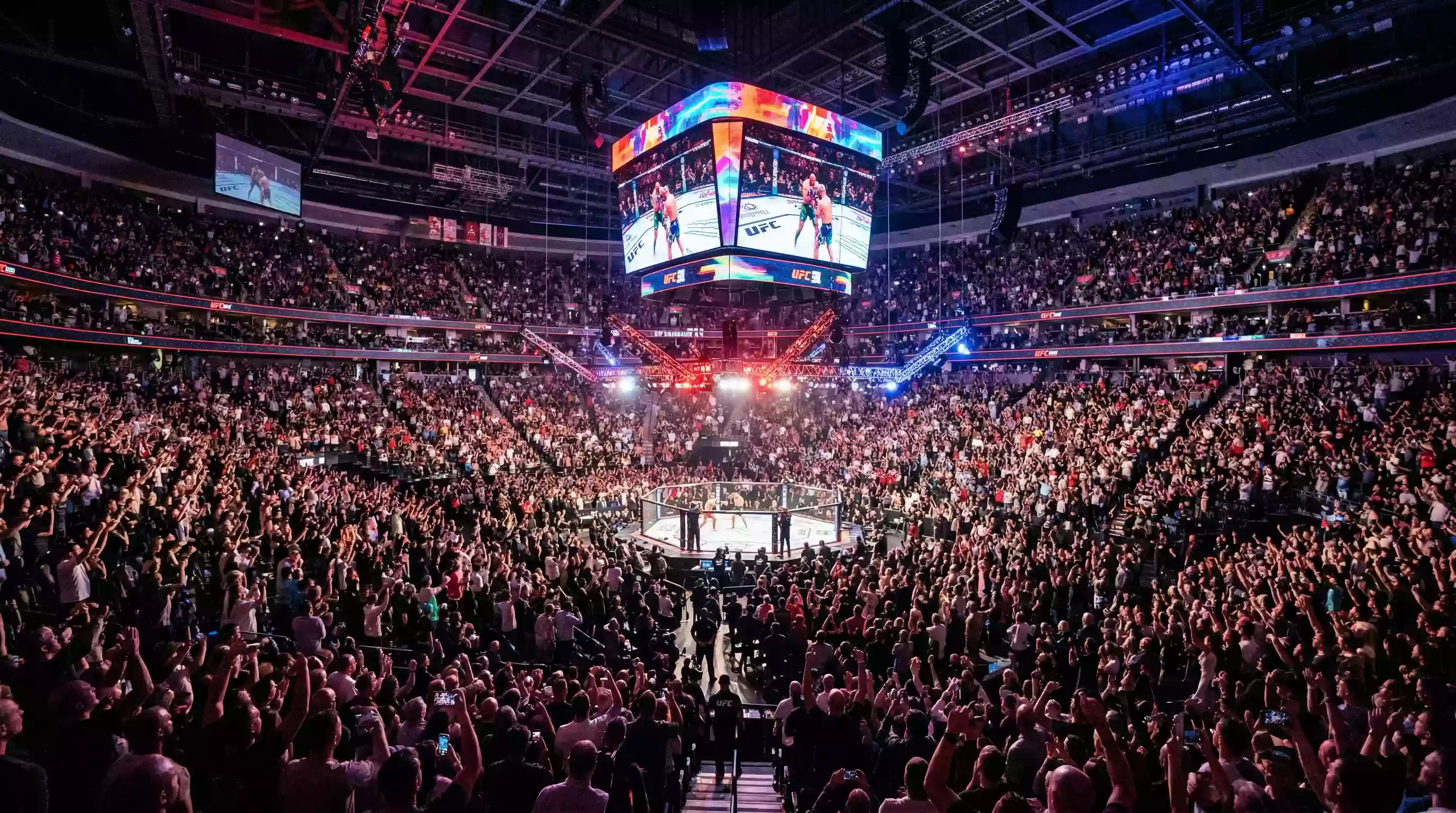 Industria UFC en cifras - evento numerado con publico y luces del octogono